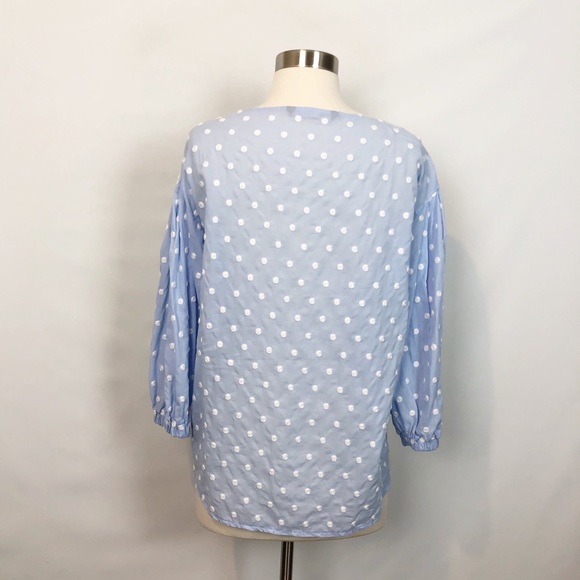 Zara Perwinkle Cotton Embroidered Polka Blouse S - Picture 4 of 8
